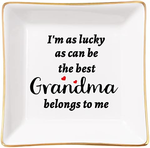 מתנות סבתא של Spegiffu - אני בר מזל שיכול להיות הסבתא הטובה ביותר שייכת לי - צלחת תכשיטים של סבתא, יום הולדת