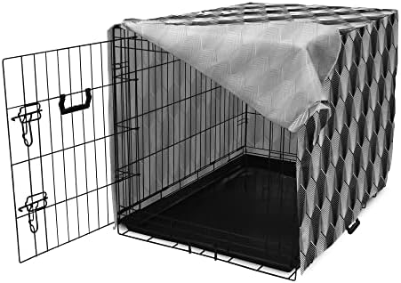 כיסוי ארגז כלבים גיאומטרי לונאלי, דפוס קווים זוויתיים עם איור מונוכרום עיצוב גיאומטרי מופשט, כיסוי