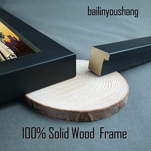 Bailnyosa 4x5 מסגרת תמונה שחורה - 5x4 מסגרת צילום מעץ - עשויה מעץ אמיתי עם הגנת צילום פרספקס - מוכנה לתליית קיר