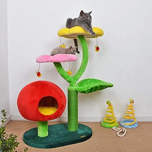 חתולי טיפוס מסגרת ארבעה-שכבה חתולי סטנד המלטת עץ אחד סיסל טור לטחון טופר פרח גן עדן