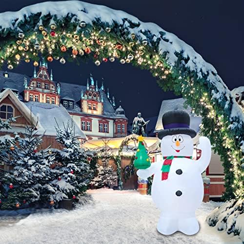 Athoinsu 8 ft איש שלג לחג המולד מתנפח מתנפח קישוטי גינה בחצר עם נורות LED מובנות למסיבת חג חג המולד
