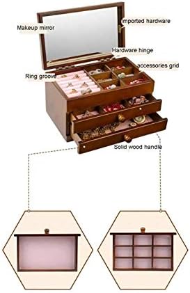 WYFDC קופסת תכשיטים מעץ, ארון תכשיטים ארון ארמונית טבעת שרשף שינה מארגן קופסאות אחסון מתנה