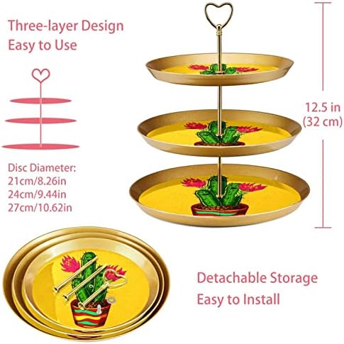 3 דוכן קאפקייקס שכבה מקסיקו קקטוס צהוב שולחן קינוח שולחן שכבות מגשי הגשה למסיבות