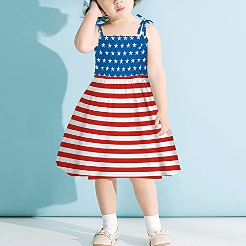 שמלה מזדמנת של Hhseyewell USA USA של יולי פסים כוכבים הדפסים תלבושות חצאית מסיבות ללא שרוולים לילדים לתינוקות
