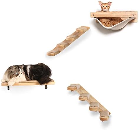 פוקומארו חתול קיר ריהוט, כולל חתול טיפוס מדף, צף קיר מדף עם חתול מגרד מחצלת, חתול ערסל, לשינה, משחק,