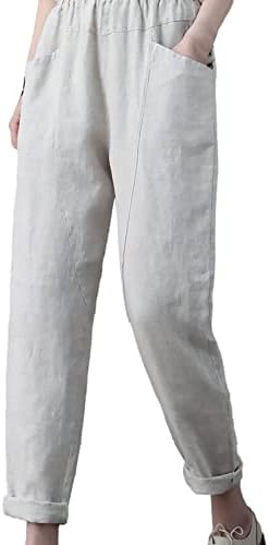 מיאשוי בתוספת גודל חותלות עם צמר נשים של מכנסי קז ' ואל מוצק כותנה ומכנסיים עם כיס ארוך בתוספת גודל חיצוני