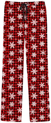 מכנסי חג המולד פיג'מה מותניים מותניים מותניים של שלג גרפיקה תחתונים של פיג'מה נוחית מכנסי פיג'מה מזדמנים