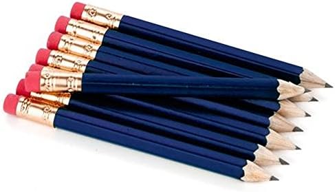 חצי עפרונות עם מחק-גולף, בכיתה, ספסל, קצר, מיני - משושה, חידד, לא רעיל, 2 עיפרון, צבע - כחול כהה, גולף כיס