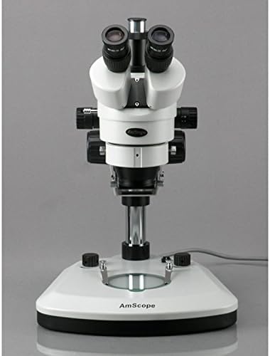 מיקרוסקופ זום סטריאו טרינוקולרי מקצועי של אמסקופ-1 הרץ-פל, עיניות פי 10, הגדלה פי 3.5-90, מטרת