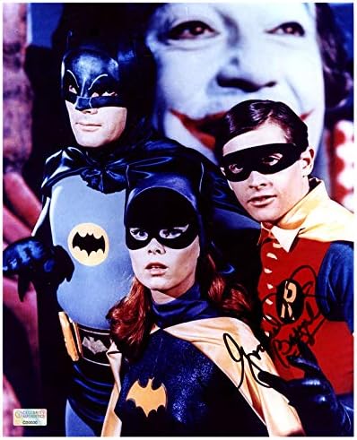 איבון קרייג חתמה על באטמן הקלאסי 1966 באטגירל, באטמן, רובין 8 על 10 תמונה