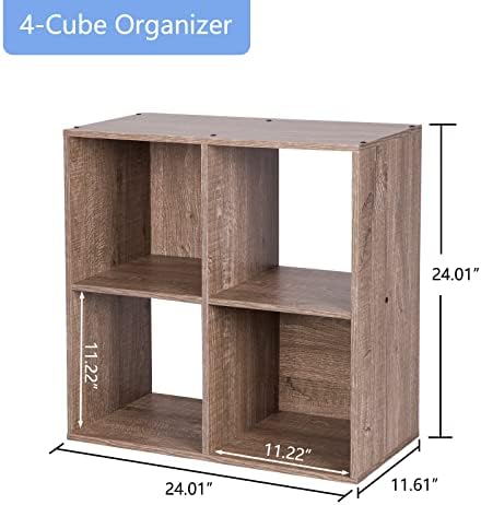 פאצ ' ירה מסחר אלקטרוני ארהב 4-קוביית ארגונית אחסון כוננית מדף ספרים, עץ חסון כוך קוביית ארון יחידה