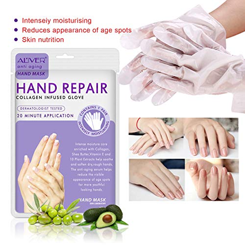 יד קליפת מסכה, 5 זוגות ידיים לחות כפפות, יד עור תיקון לחדש מסכת חדור קולגן, ויטמינים + טבעי תמציות צמחים, יד