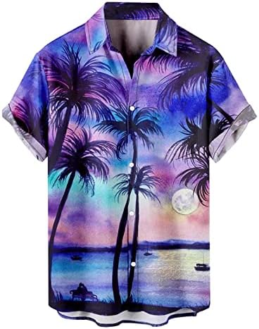 אסקלי הוואי חולצה לגברים, גברים של פרחוני הוואי חולצה מזדמן כפתור למטה קצר שרוול אלוהה חוף חולצות גברים