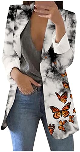 NYYBW מעיל מודפס לנשים קרדיגן חליפה פורמלית דש שרוול ארוך מעילי משרד עסקיים מעילי מעיל גשם אלגנטיים ארוכים אלגנטיים