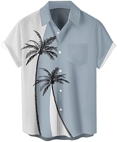 חולצת הוואי של Lzzidou גברים כפתור שרוול קצר