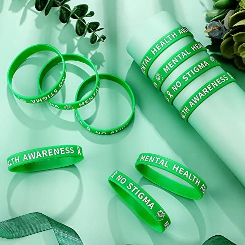 400 יחידות מודעות לבריאות נפש סיליקון צמיד ירוק גומי סיליקון צמידי יד בתפזורת יוניסקס מוטיבציה נפש בריאות