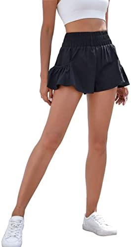 BMJL Womens High מותן מכנסיים קצרים אתלטי ריצה מכנסיים קצרים אימון חדר כושר מהיר מכנסיים קצרים זורמים יבש עם כיסים