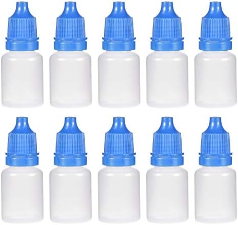 בקבוקי טפטפת מפלסטיק של UXCell, 5 מל/0.17 גרם בקבוק טפטוף סחיטה ריק עם כובע, כחול, חבילה של 10
