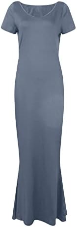 נשים של שרוול קצר רגיל ארוך מקסי שמלה מזדמן סקסי בגד גוף מסיבת שמלות קיץ עגול צוואר דק חולצה שמלה