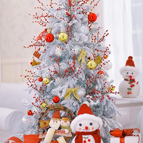 24 חבילות גבעולי פירות יער מלאכותיים של הולי לעץ חג המולד, עיצוב בית לחג, ברי בורדו מלאכותי, עיצוב חג המולד,