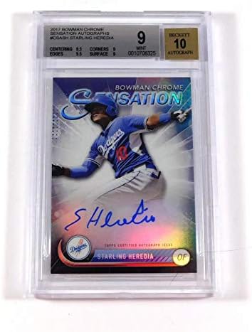 2017 Bowman Chrome Starling Heredia Csash Sensation /99 BGS 9 בכרטיס Auto 10 - כרטיסי בייסבול