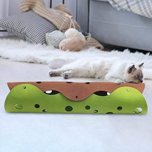 Ｋｌｋｃｍｓ מיטת מנהרת חתולים מתקפלת אינטראקטיבית עיוות חתלתולים אמורים, ירוק חאקי