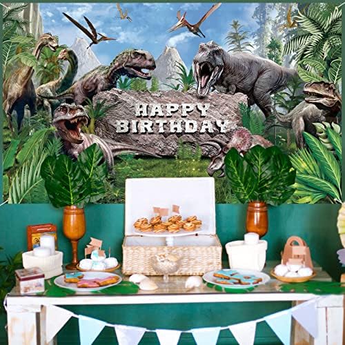 דינוזאור נושא רקע באנר פוליאסטר דינוזאור יום הולדת שמח תמונה רקע טרופי ג ' ונגל מסיבת יום הולדת תפאורה