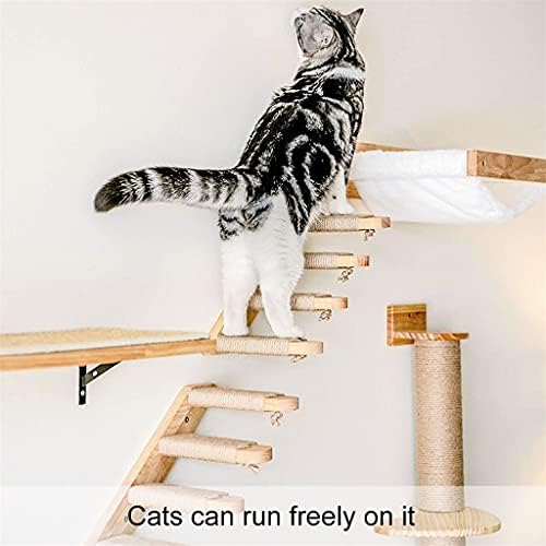 קיר רכוב חתולי טיפוס סולם עץ מדרגות ריהוט לחיות מחמד חתלתול קיר מדף סט חתולי מוט עץ שריטות טיפוס חתולי