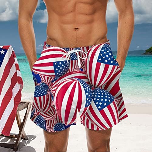 4 ביולי מכנסיים קצרים גברים גברים גזעי שחייה רופפים לבגדי חוף רופפים מותניים נושמים דגל אמריקאי נושם מכנסיים