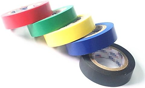 Peiujin 5 חבילה קלטת דבק חשמלית, 15 ממ x 10 מ 'התנגדות PVC בידוד קלטת דבק אטום למים עם 5 צבע