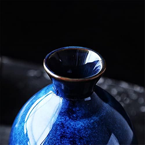 Yfqhdd Blue Glaze מיני קרמיקה בקבוק הירך וינטג