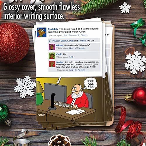 קופסת NobleWorks של 12 כרטיסי ברכה מצחיקים לחג המולד עם מעטפות, קופסת חג הומור לגברים ונשים -
