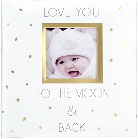 עיצובים של Malden Int 2 למעלה 4x6 אלבום תמונות לתינוק עם אזור כתיבת תזכיר אוהב אותך לירח ובגב ספר כיסוי נייר מודפס