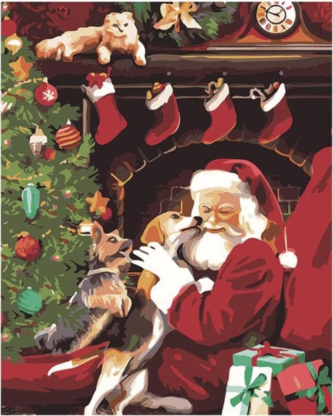 צבע לפי מספרים למבוגרים לילדים כלב סנטה סנטה צבע צבע לפי ערכות מספרים מתחילים באקריל קנבס שמן