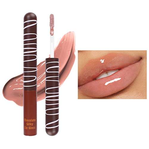 ספוג איפור אור שוקולד זיגוג שפתיים לחות לחות לאורך זמן לחות לא דביק עירום מים אור נשי אפקט איפור 5.5 מיליליטר