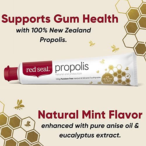 חותם אדום פרופוליס משחת שיניים - מיוצר עם תמצית דבורה של ניו זילנד פרופוליס, אניס, מנטה, שמנים