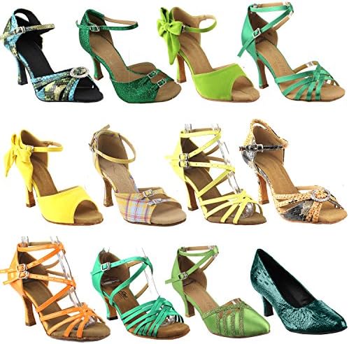 50 גוונים נעלי ריקוד לטיני ירוק וצהוב לנשים: סלסה סלסה לחתונה נדנדה