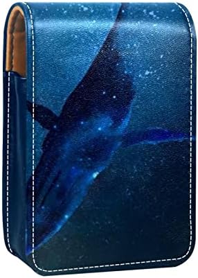 תיק איפור של אוריוקאן מיני עם מראה, מארז שפתון עור מצמד ארנק, לוויתן חיה מצוירת של אוקיינוס