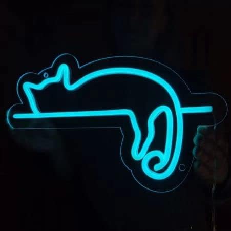 Amanymxok שלט ניאון חתול חתול ניאון שלטי ניאון אורות קיר תפאורה, המופעל על ידי USB עם מתג לעמום, שולחן עיצוב