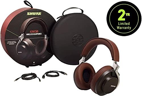 Shure aonic 50 אוזניות מבטלות רעש אלחוטי, צליל איכותי באולפן, Bluetooth 5 טכנולוגיה אלחוטית ו-