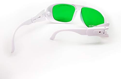 משקפי בטיחות לייזר של MCWLASER משקפי משקפי 190-470NM & 610-760NM לאור UV, כחול, אדום אודם, ירוק, לייזר