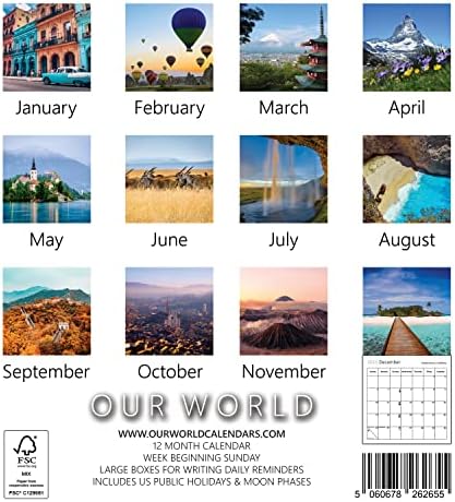 עולמי השראה לנסיעות לוח השנה הקיר 2023 - מתכנן משפחתי ומארגן יומי עם תמונה של לוח השנה הנסיעות החודשי