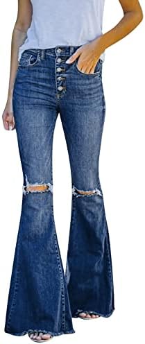 ג'ינס ג'ינס לנשים פעמון פעמון ג'ינס תחתון גבוה מותניים במותניים בתוספת ג'ינס בגודל עם כיסים מכנסי ג'ינס תחתונים