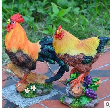 Zamtac קבע תרנגול קטן תרנגולת שרף מלאכה לגינון פרחים פרחים דקורטיביים פסל מיקרו -אדמה קישודים ביתיים -