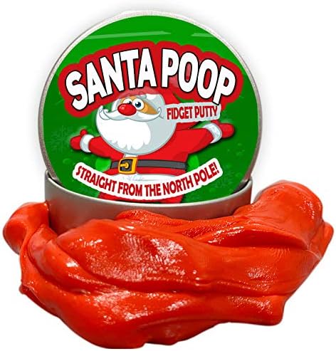 Gears Out Santa Poop Putget Putty - צעצוע לטיפול בהקלה על לחץ לחג המולד לילדים, בני נוער ומבוגרים, אדום, פח מתכת