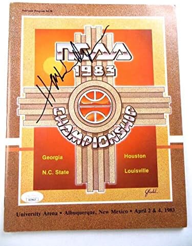 Hakeem Olajuwon חתום בתוכנית חתימה חתימה 1983 אליפות NCAA JSA AG39627 - NBA חתימה חתימה שונות של פריטים