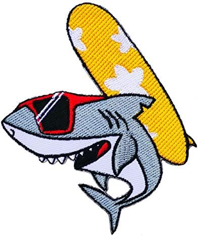 כריש אבק גרפי גלישה Aloha Hawaii ברזל רקום על תיקון אוקיינוס ​​מצחיק אהבה שלום רגש רגש לוגו סימן ז'קט ז'ק