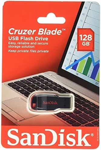 Sandisk Cruzer להב USB כונן הבזק, 128 ג'יגה -בייט, שחור/אדום