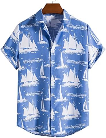 BMISEGM Summer Mens Gress חולצות חולצת הוואי גברים חולצה כפתור מזדמן חליפת שרוול קצר חליפת מכנסיים מודפסים חליפת