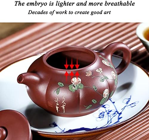 קומקום תה של זישה חימר סגול מצויר ביד עשיר וסיר תה ארוך 280 מל/9.8oz קומקום בוץ קומקום ערכת